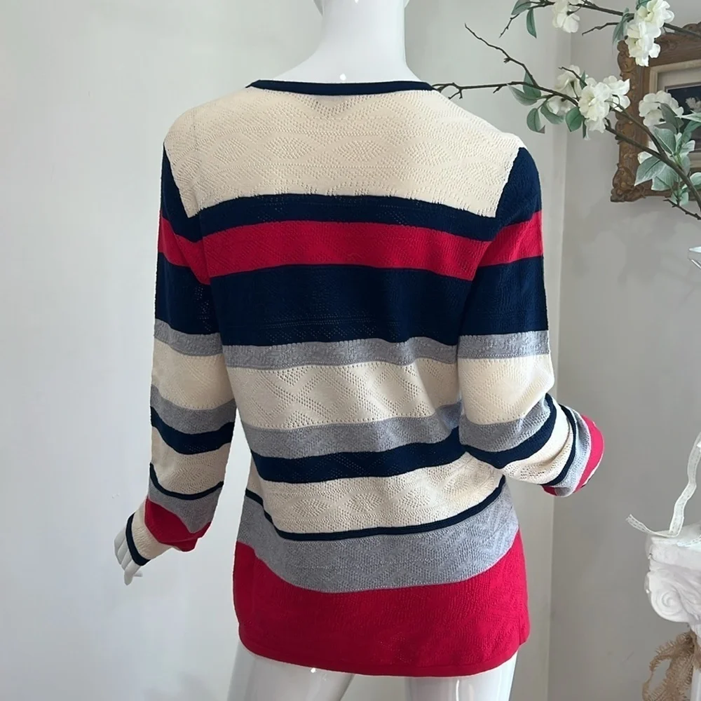 Jason Wu Striped Pointelle-Knit Wool Sweater